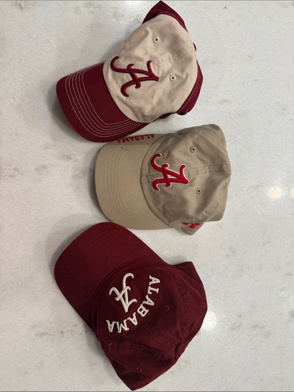 #3 Alabama Embroidered 'A' Patch Baseball Cap - Crimson & Khaki